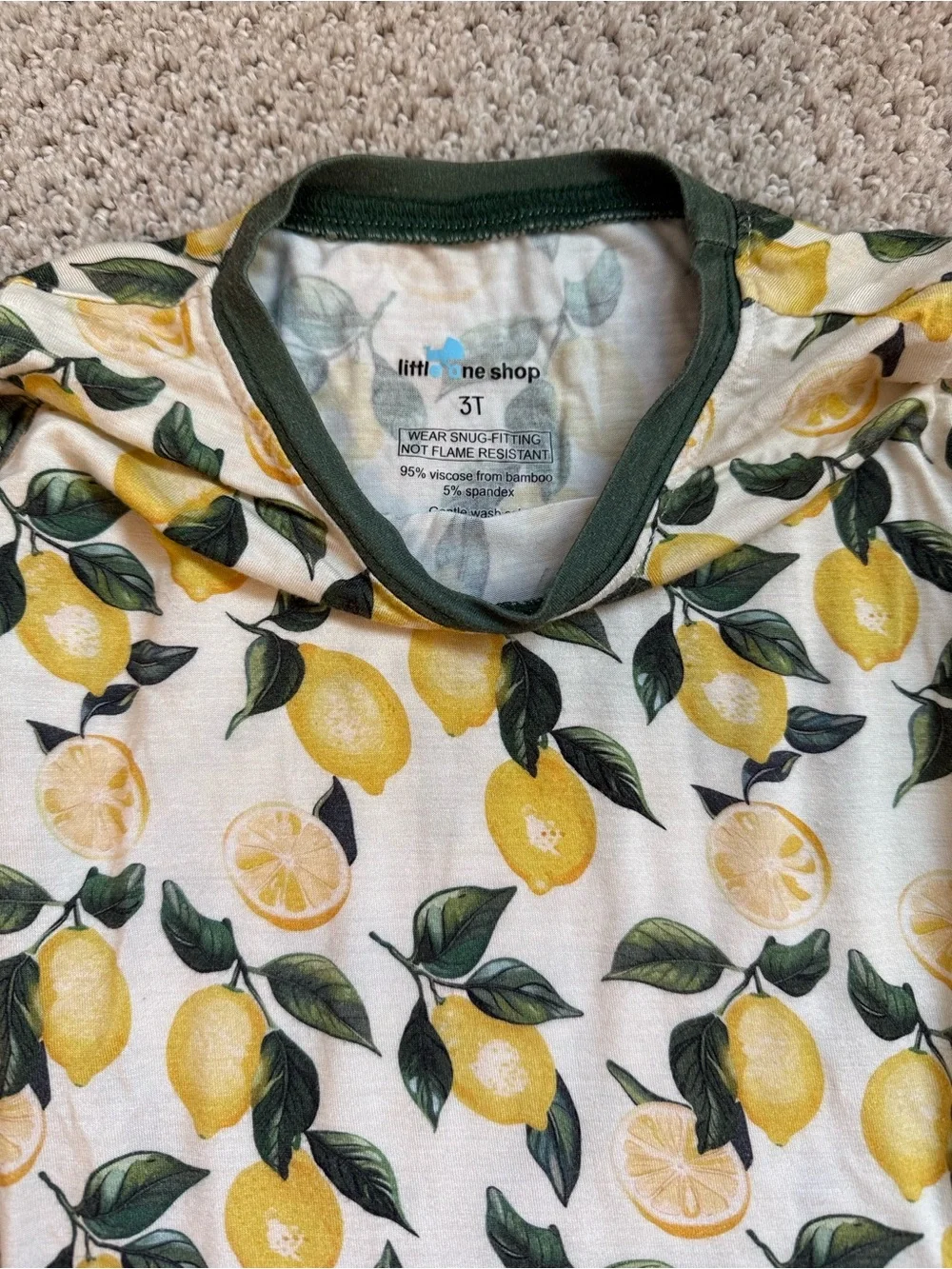 Little One Shop Lemon print pajamas 3T